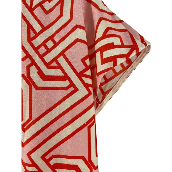 The Limited XL Orange Blouse Women Top Shirt Geometric Pattern Lined Modern - Picture 4 of 6